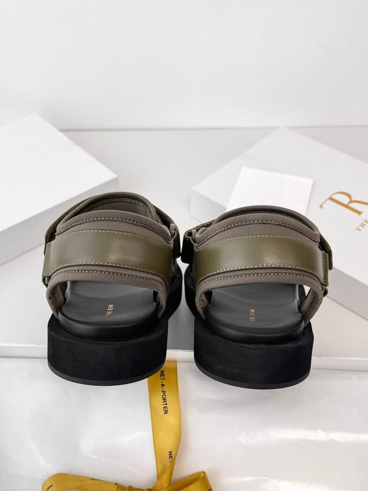 The Row Classic Velcro Beach Sandals in Black And Cream