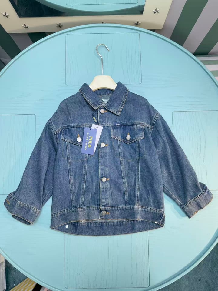 Ralph Lauren Kids Denim Shirt Jacket – 2025SS Collection in Medium Wash Blue Denim