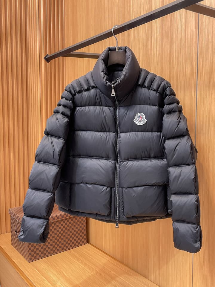 Moncler Stand Collar Embossed Down Jacket – Limited Edition in Black