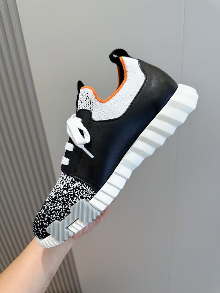 Hermès Bouncing Sneakers in Black And White Color Block