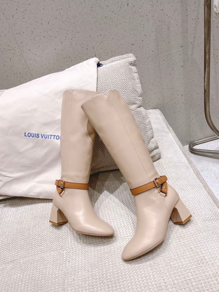 Louis Vuitton Parisienne Leather Knee-High Boots in Black Leather