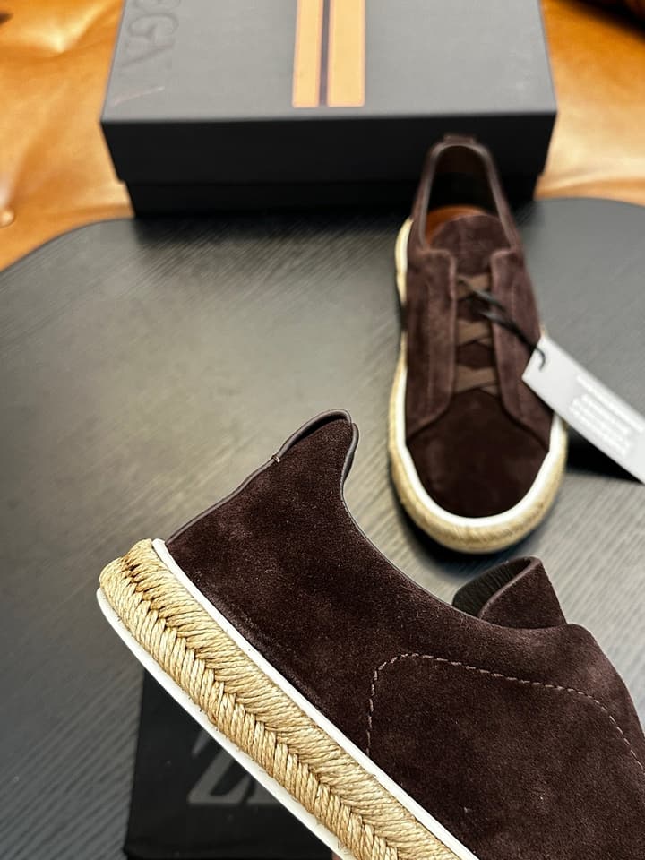Ermenegildo Zegna Triple Stitch Low-Top Sneakers in Black Suede
