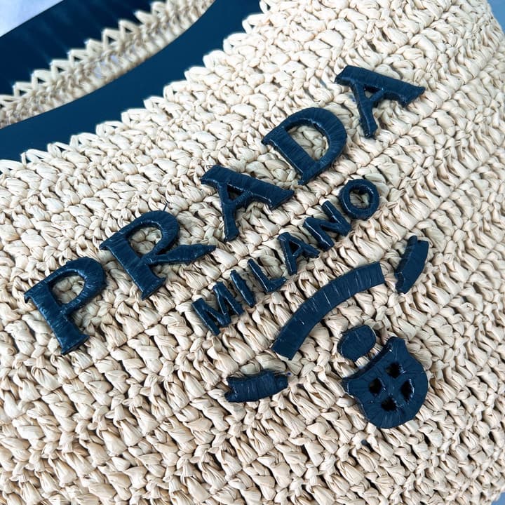 Prada Large Raffia and Leather Tote Bag 1BG499 – Summer Collection in Natural Raffia With Black Leather