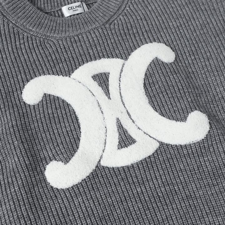 Celine Arc de Triomphe Logo Wool Sweater – 25FW in Grey