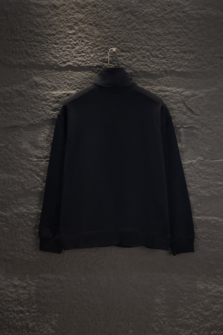 Prada Heavyweight Half-Zip Sweatshirt in Classic Black Half-zip