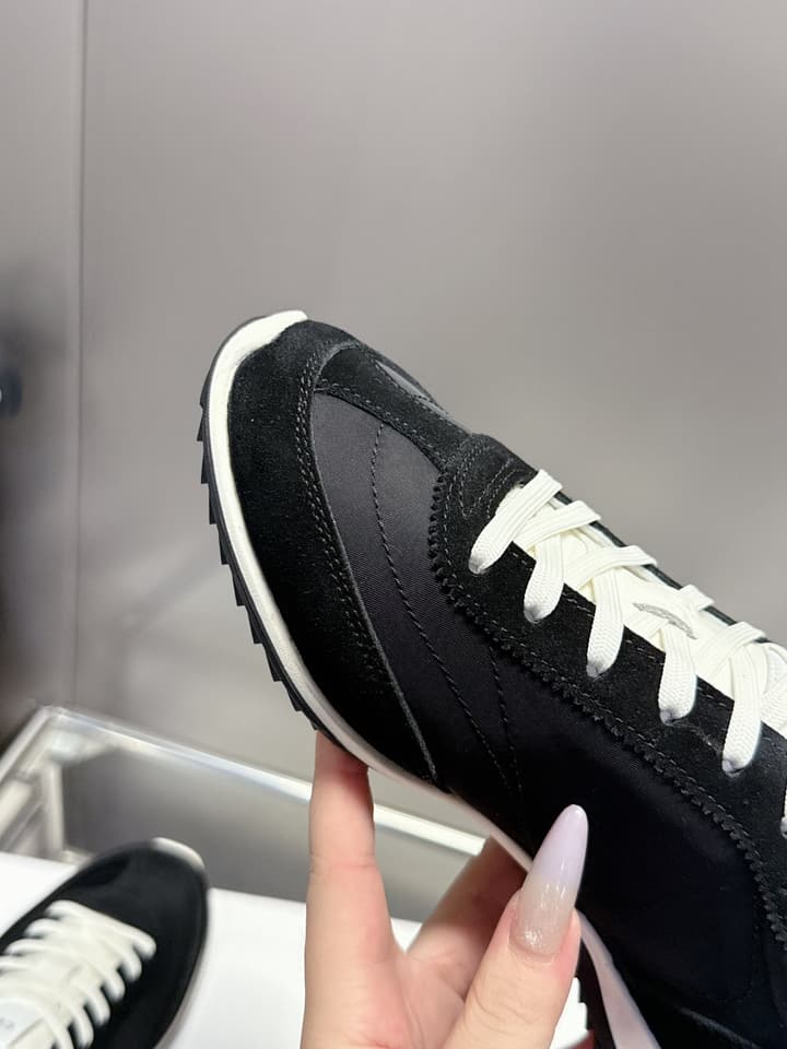Celine Racer Women's Low-Top Sneakers in Black With White Laces