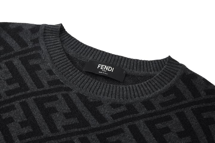 Fendi Jacquard Double F Wool Sweater in Black-gray Ff Jacquard