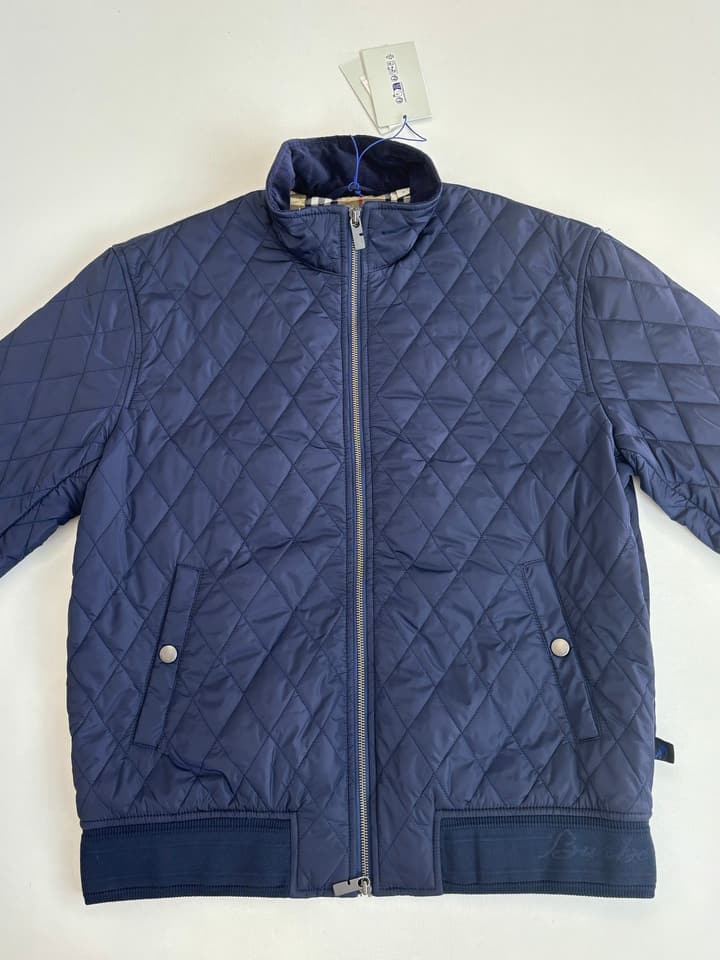 Burberry Diamond Quilted Stand Collar Nylon Jacket in Black