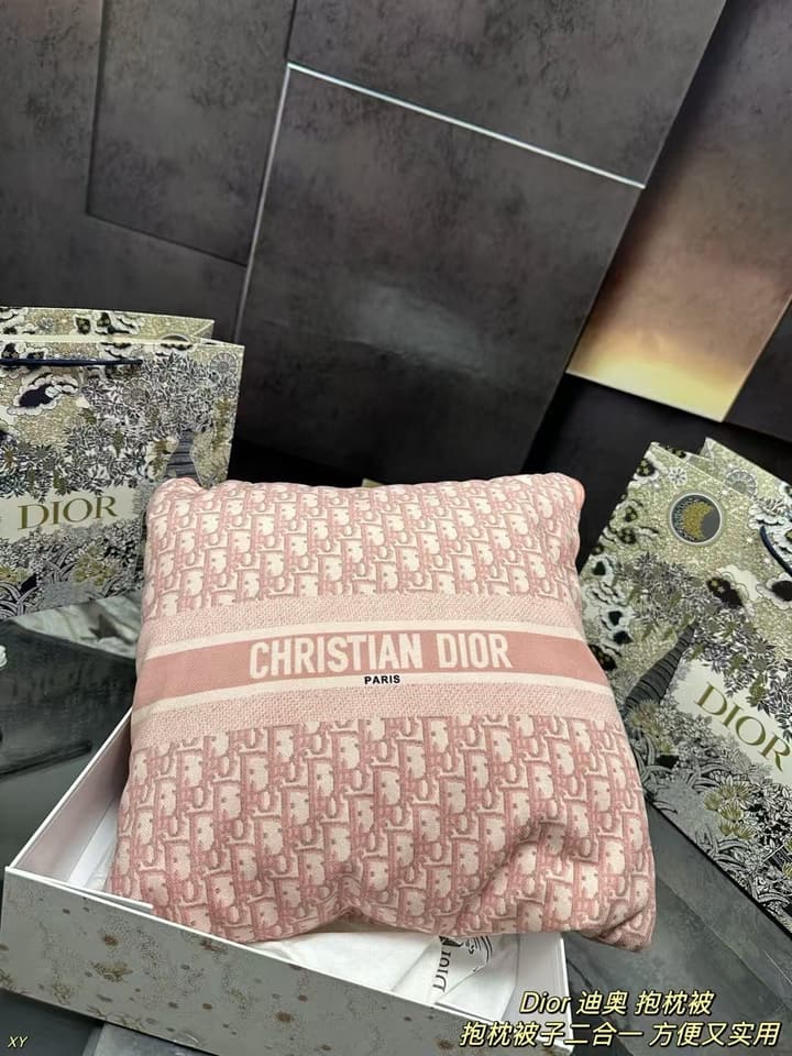 Dior Pillow Blanket Cushion in Black And White Oblique