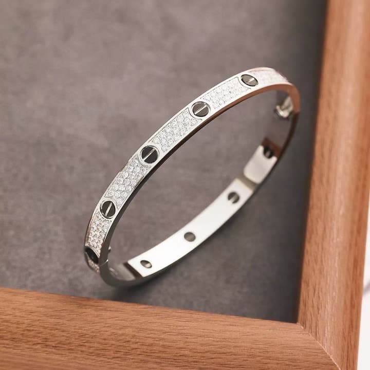 Cartier LOVE Pave Bracelet in Rose Gold Tone Bracelet