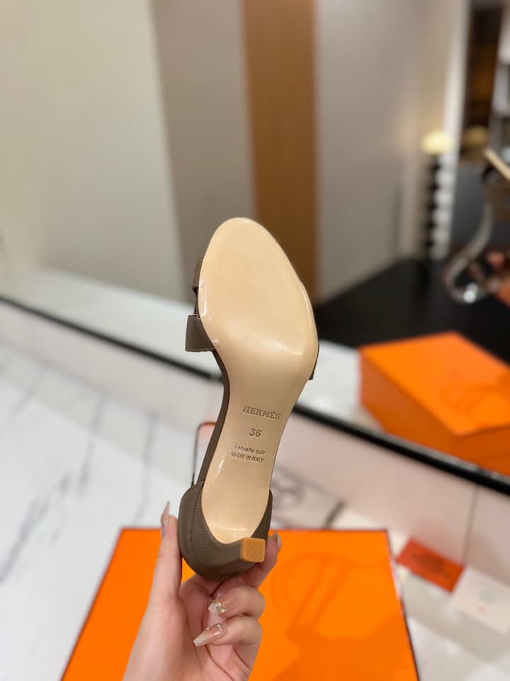 Hermès Classic Palm Grain Cowhide Heels – 6.5cm in Black