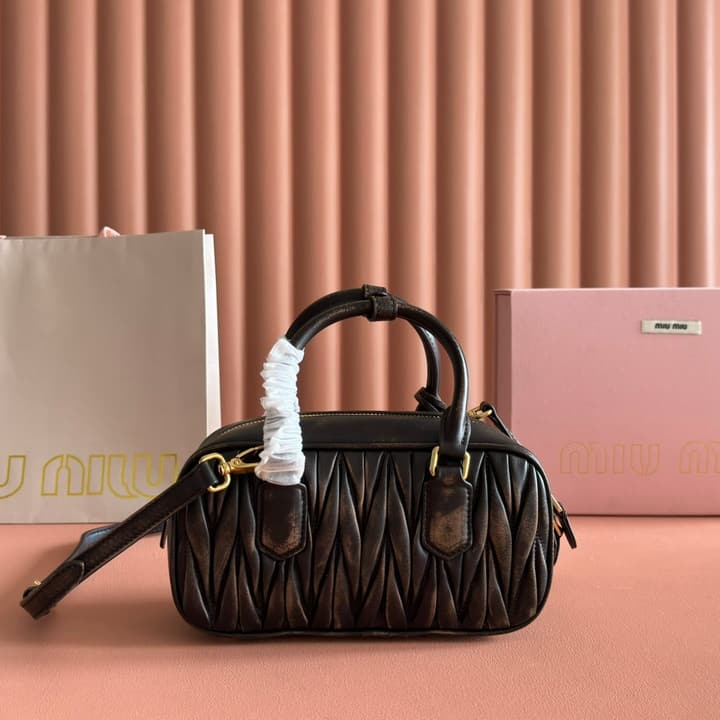 Miu Miu Arcadia Pleated Lambskin Handbag