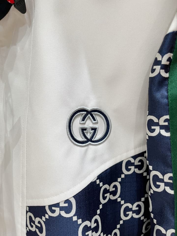 Gucci New Collection Runway Jacket in White And Navy Checkered
