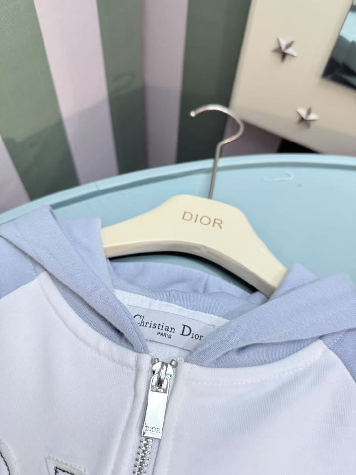 Dior Children's Hooded Tracksuit Set – 2025FW – Kids Collection in White And Periwinkle Set