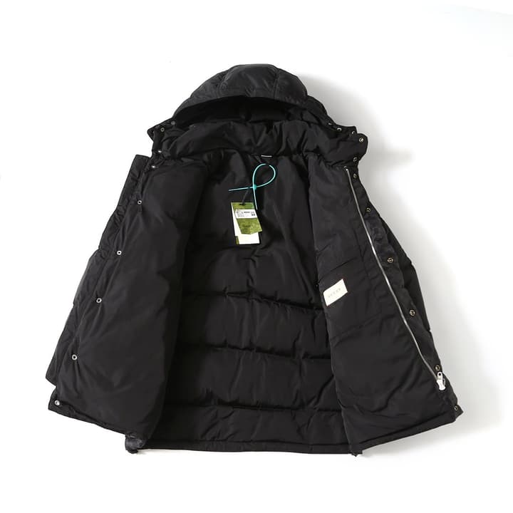 Gucci Double G Jacquard Reflective Runway Down Jacket in Black With Gg Webbing
