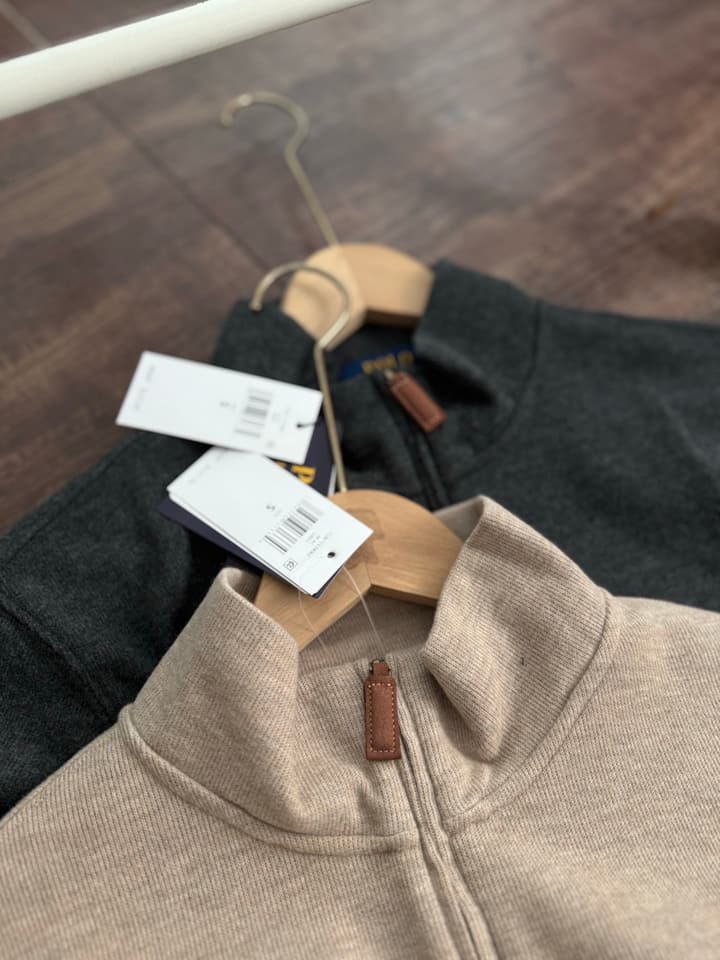 Ralph Lauren Half-Zip Embroidered Sweatshirt in Beige