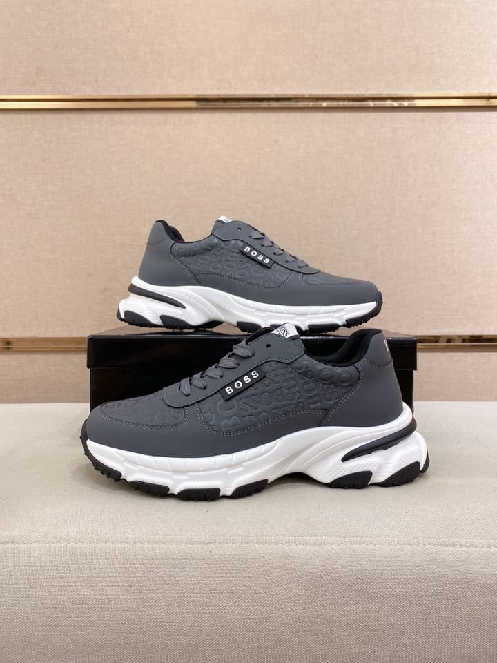 Boss Men's Casual Leather Sneakers in Blue