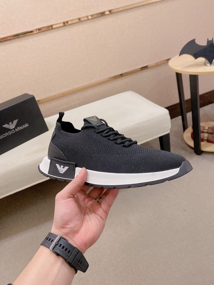 Armani Official Synchronized Knit Sneakers in Dark Grey Knit