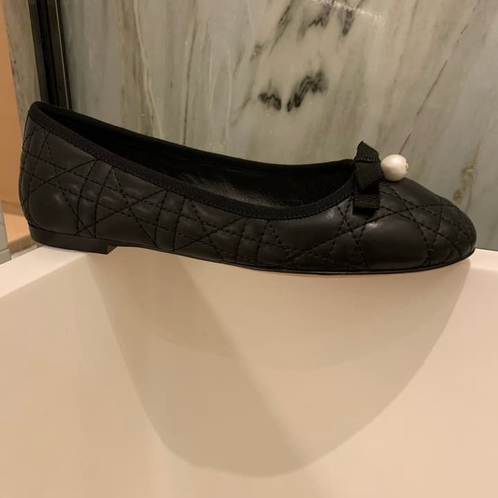 Dior Cannage Quilted Leather Ballerina Flats in Black Quilted Leather