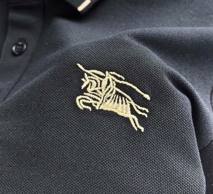 Burberry Embroidered Logo Piqué Cotton Polo Shirt – 2026SS in Dark Grey
