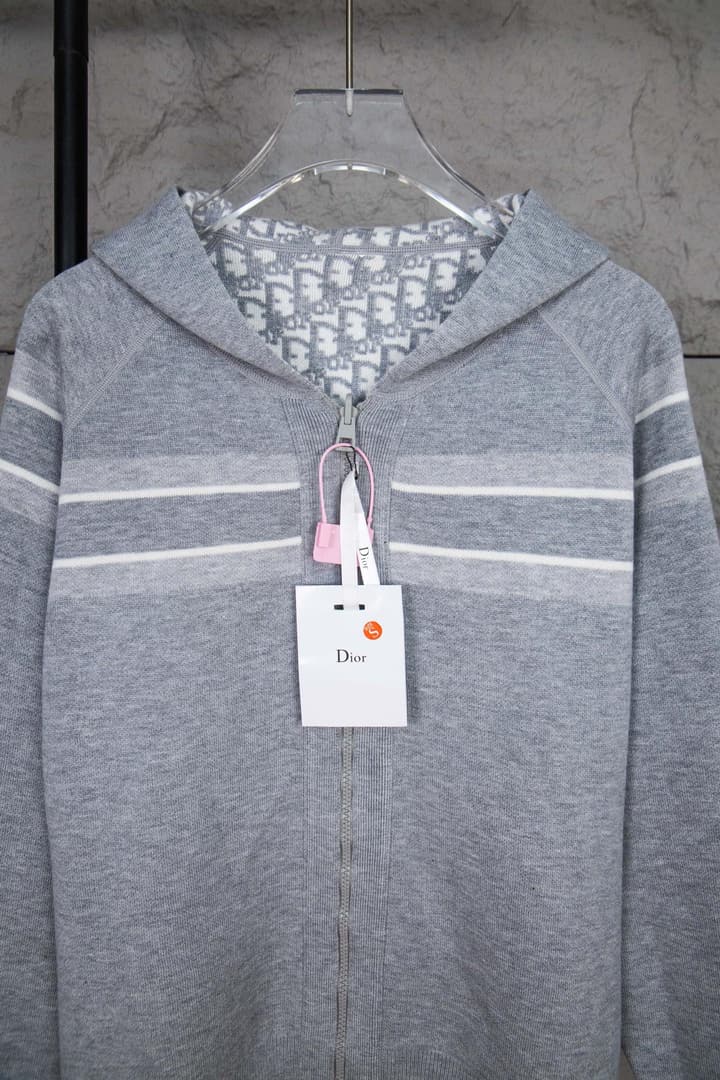 Dior Monogram Jacquard Zip Cardigan – 24SS in Light Grey Monogram