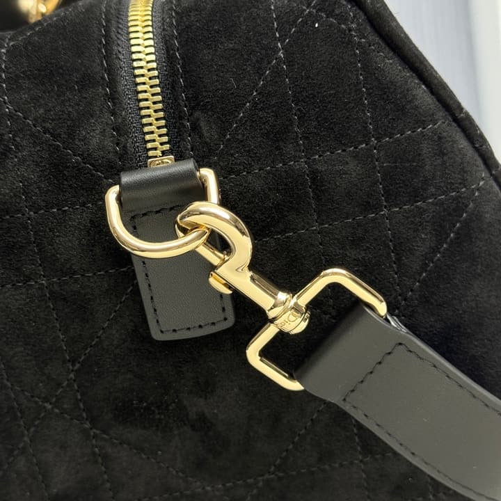 Dior Lady Dior Large Deerskin Tote Bag in Black Suede