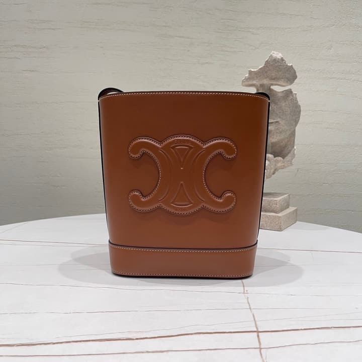 Celine Cuir Triomphe Calfskin Bucket Bag in Black