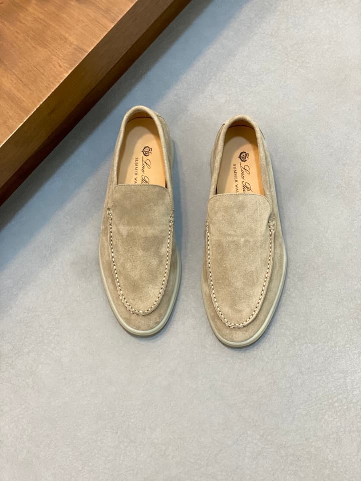 Loro Piana Suede Leather Slip-On Loafers in Black Suede