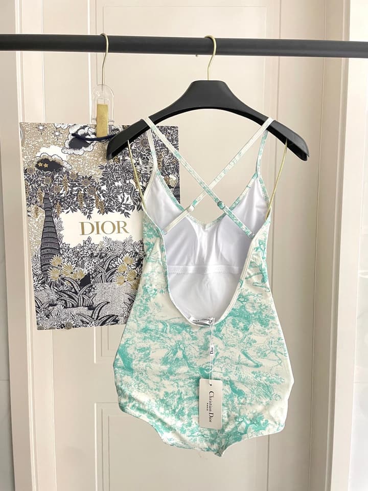 Dior Backless One-Piece Swimsuit in Light Blue Tie-dye Pattern