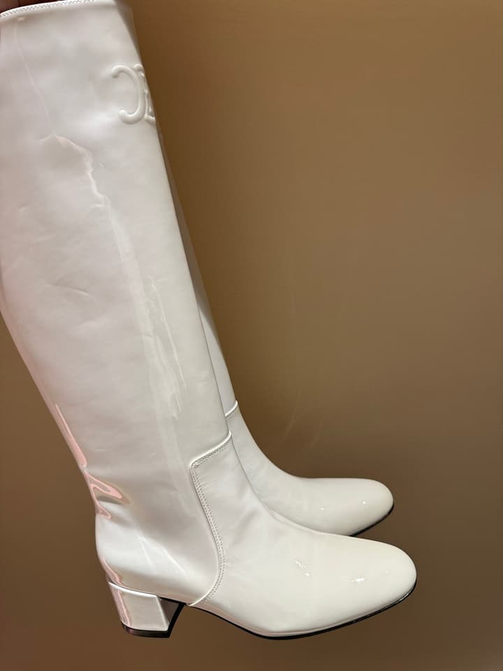 Celine Retro Chunky Heel Knee-High Boots – 24SS Autumn/Winter Collection in Lustrous Black