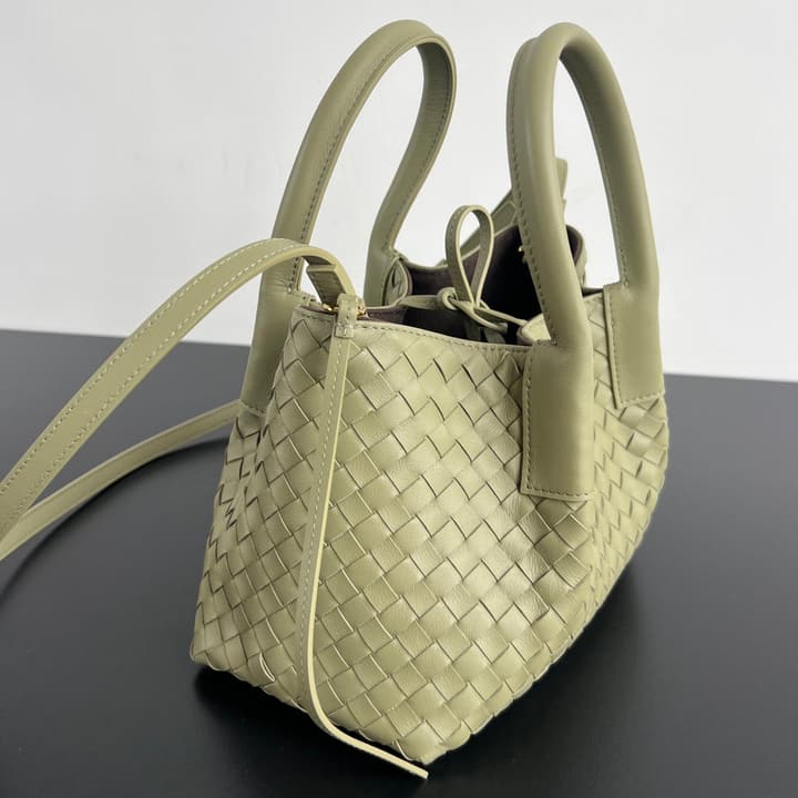 Bottega Veneta Pinacoteca Small Tote Handbag – 2025SS in Burgundy With Light Blue Lining A