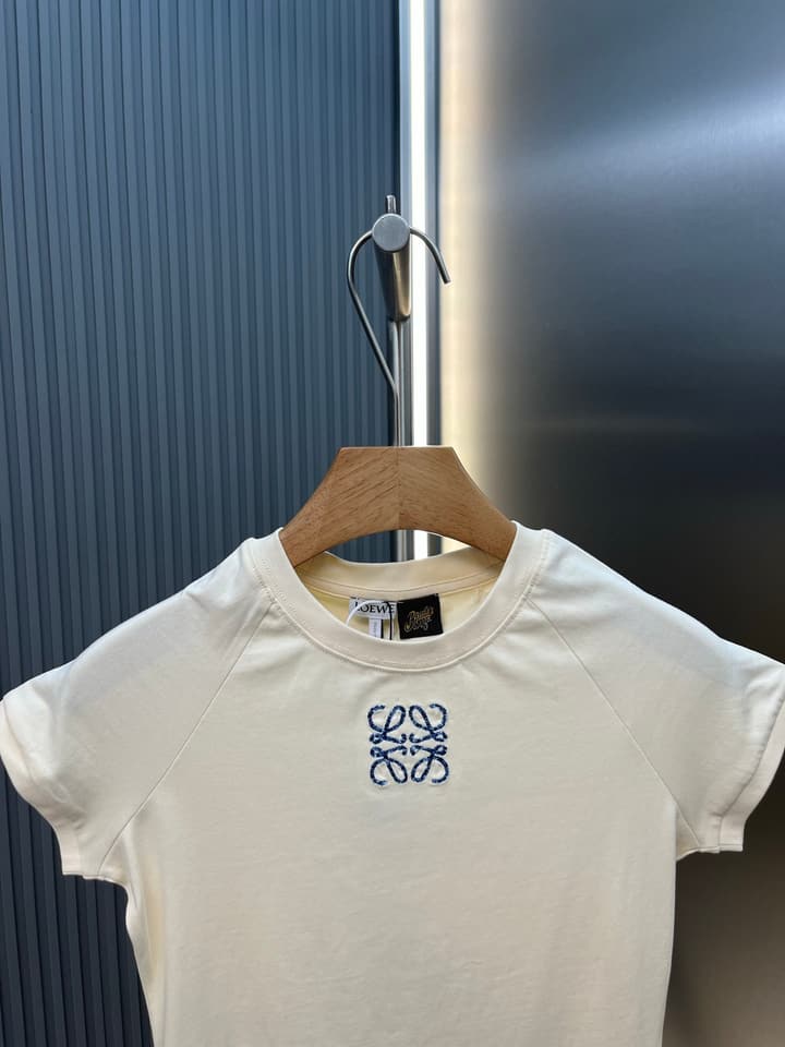 Loewe Cotton Mosaic Anagram Embroidered T-Shirt in Navy Blue
