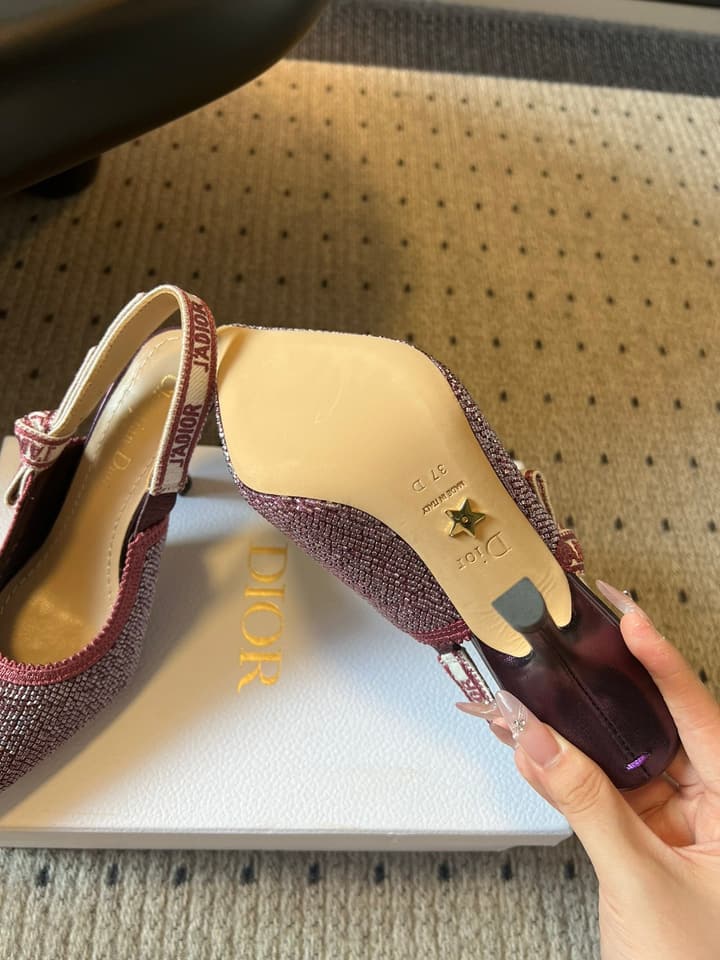 Dior J'Adior Dior Or Embroidered Slingback Heels in Black Smooth