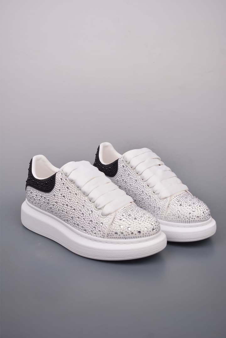 Alexander McQueen Rhinestone Sneakers in All Black Embossed