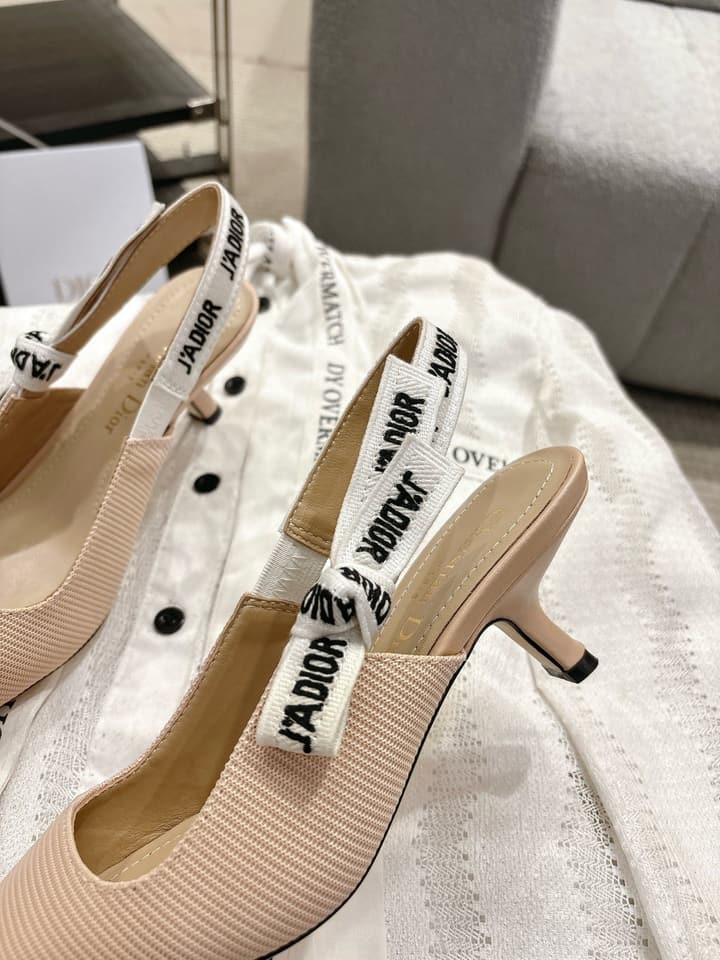 Dior J'Adior Embroidered Kitten Heel Sandals in Black Shimmer Fabric