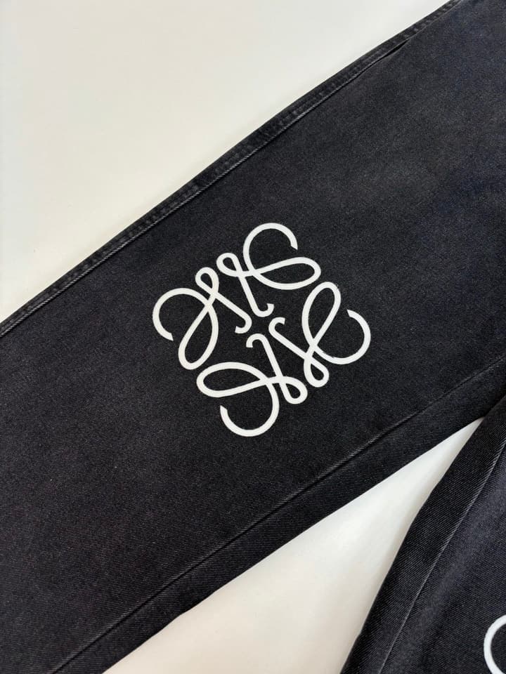 Loewe Anagram Denim Embroidered Trousers – 24FW in Washed Black