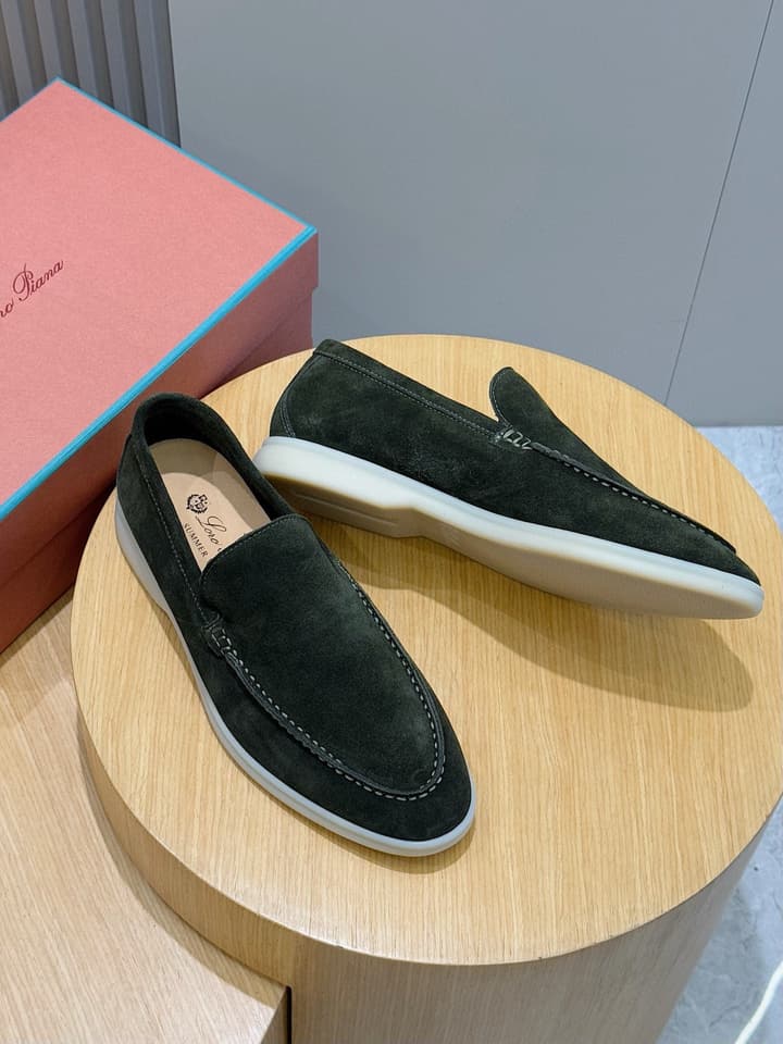 Loro Piana Italian Handmade Suede Driving Shoes in Black Suede