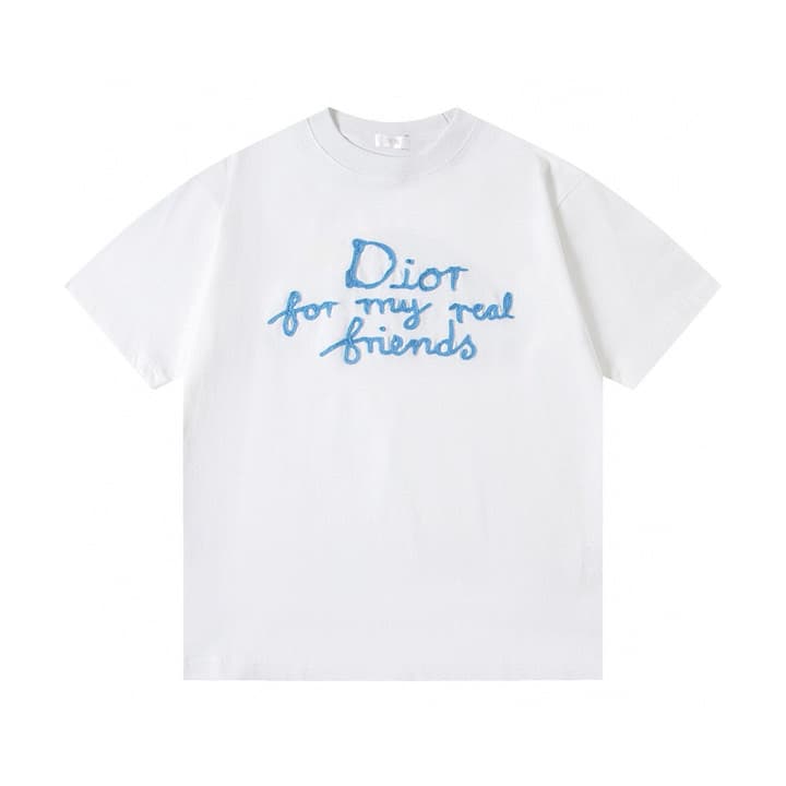 Dior Cursive Embroidered Letter Print T-Shirt – 26SS in Black
