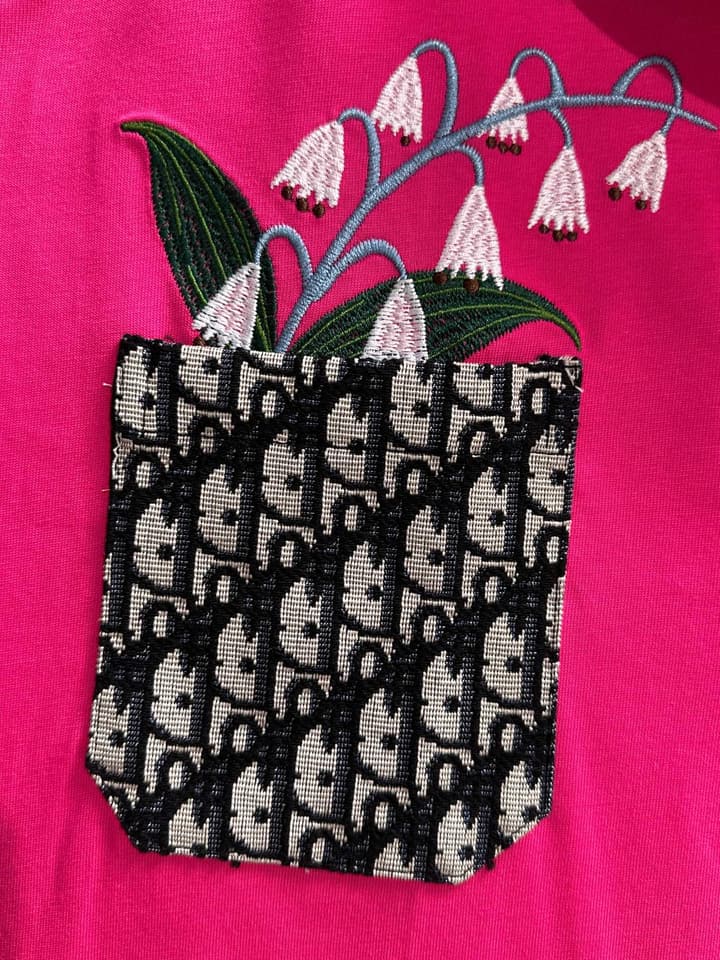 Dior Leaf Embroidery Flocked CD Logo T-Shirt – 2025 in Black