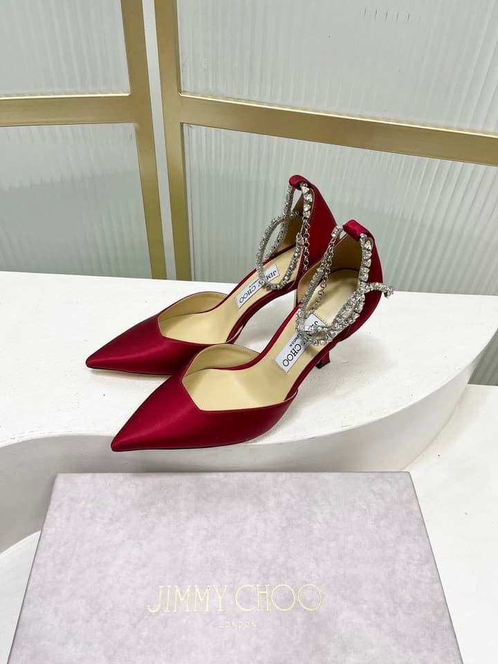 Jimmy Choo Stevie 100 Bow Crystal Silk Heels – 2025SS in Black Silk
