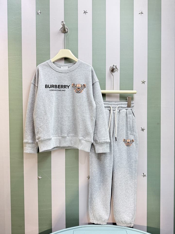 Burberry Kids Crewneck Sweatshirt Set – 2025FW in Heather Grey Set