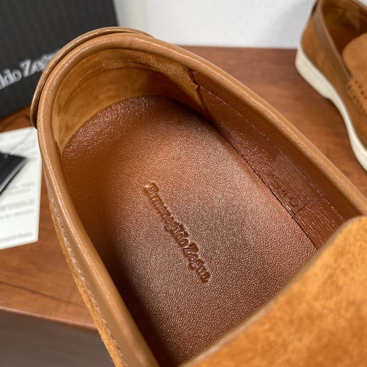 Zegna Men's Suede Leather Slip-On Loafers in Black Suede Loafer