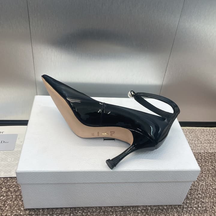 Dior J'ADIOR Jolie Pearl Pointed-Toe Pumps – 2024 Spring/Summer Collection in Glossy Black