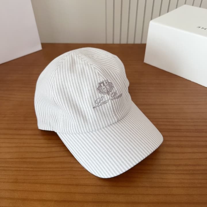 Loro Piana Baseball Cap in Cream With Tan Logo