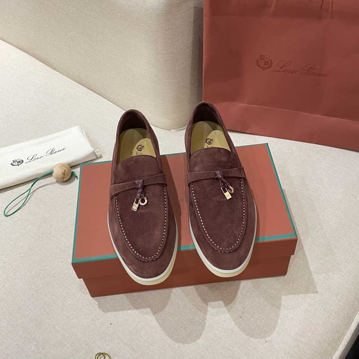 Loro Piana Summer Charms Walk Moccasin Loafers in Bright Orange Leather