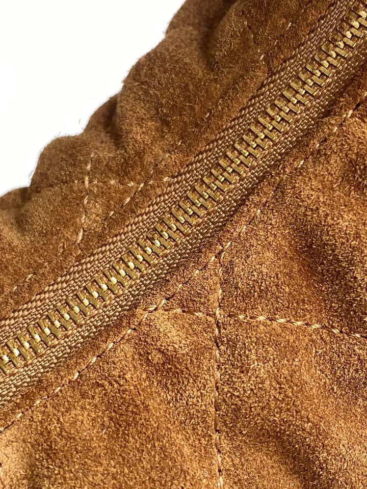 Saint Laurent ICARE Baby Lambskin Crescent Bag in Dark Brown Quilted