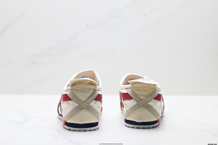 Onitsuka Tiger Mexico 66 Slip-On Casual Sneakers in Cream Black Stripes Graphic
