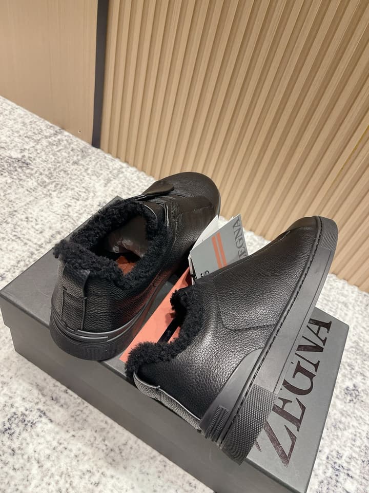 Zegna Triple Stitch Low-Top Casual Shoes – 2025SS in Black Leather