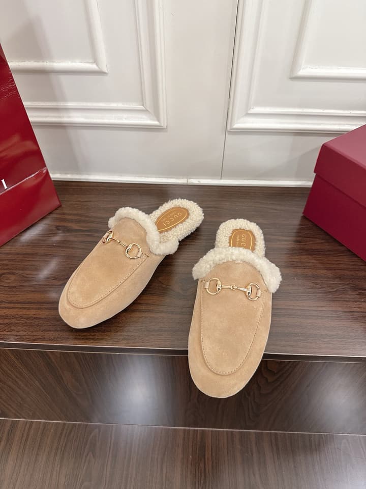 Gucci Princetown Merino Wool Mules in Black Suede With Silver Hardware