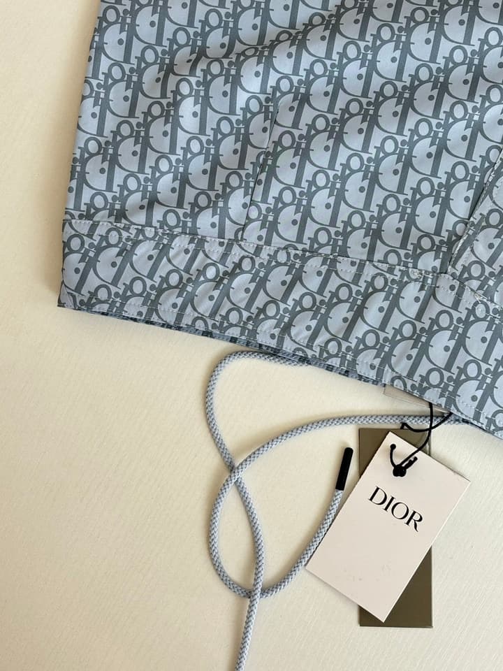 Dior Oblique Print Beach Shorts – Spring/Summer Collection – 25SS in Light Blue Oblique